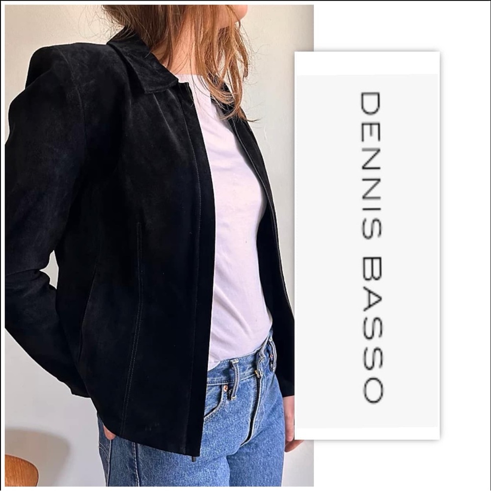 Dennis By Dennis Basso Women’s Black Suede Leather Zip Jacket